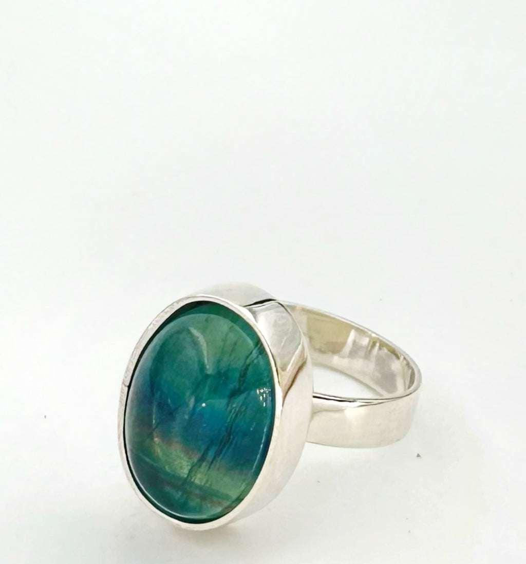 Anillo Fluorita Plata Ley 