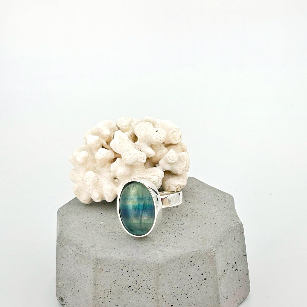 Anillo Fluorita Plata Ley 