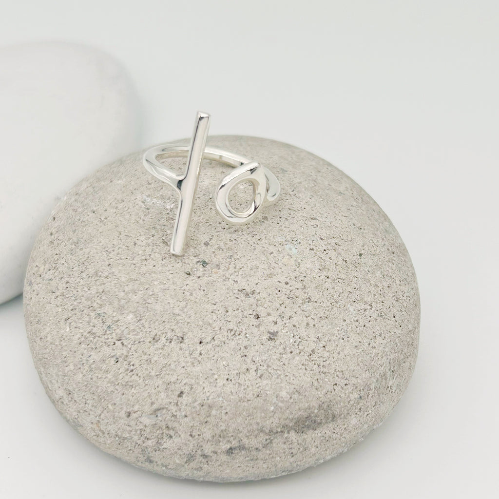 Anillo Gota y Raya Plata de Ley