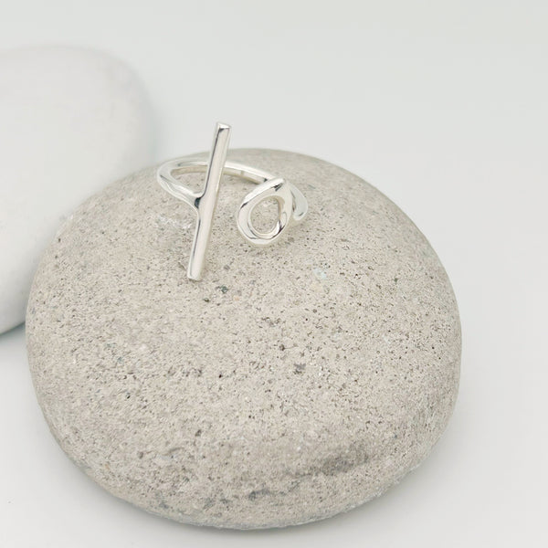 Anillo Gota y Raya Plata de Ley