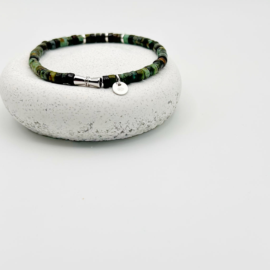 Pulsera Hombre Turquesa Ónix Plata Ley 