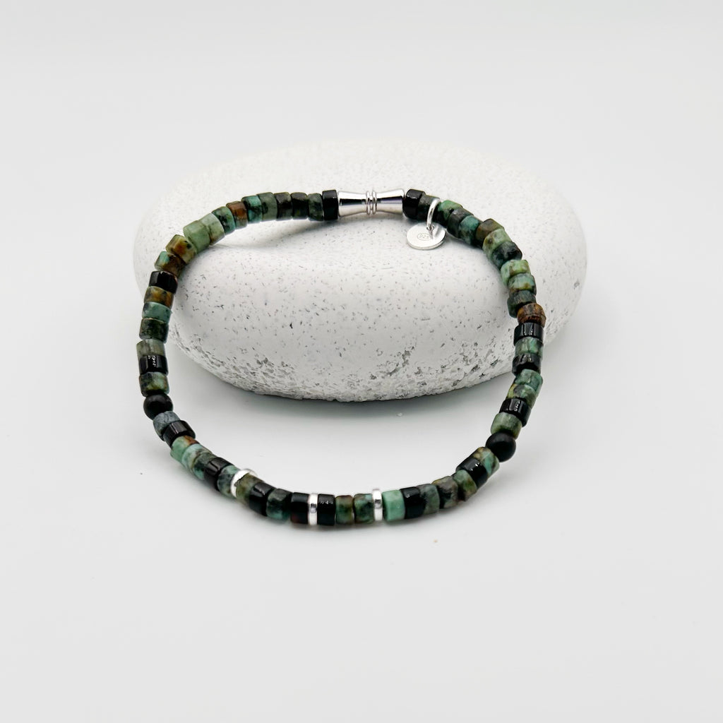 Pulsera Hombre Turquesa Ónix Plata Ley 