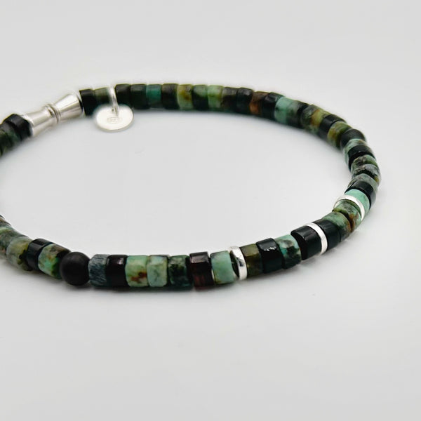 Pulsera Hombre Turquesa Ónix Plata Ley 
