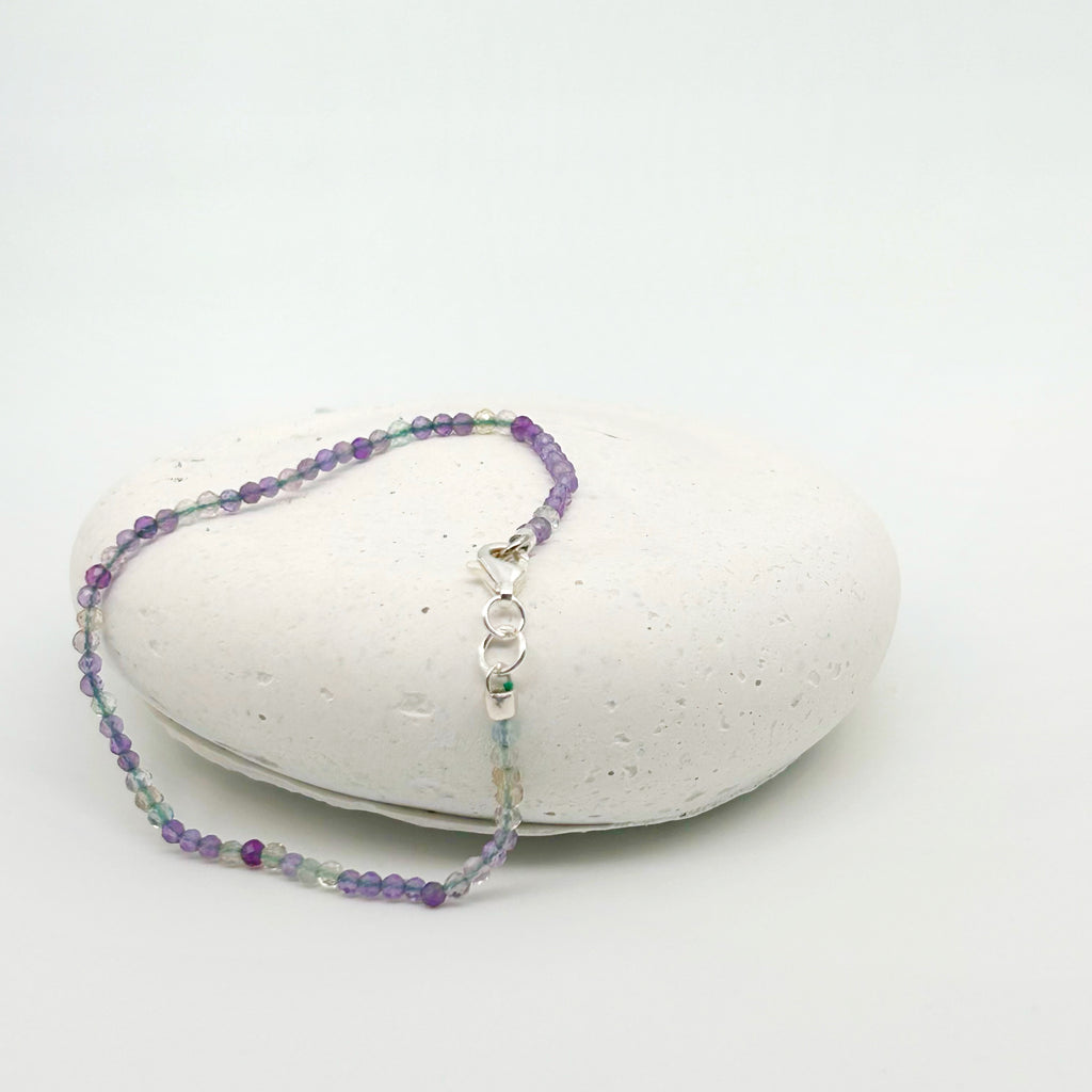 Pulsera Mujer Amatista Fluorita Plata Ley