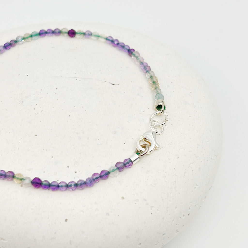 Pulsera Mujer Amatista Fluorita Plata Ley