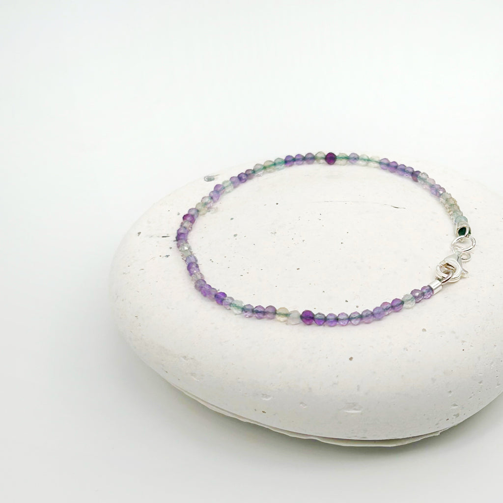 Pulsera Mujer Amatista Fluorita Plata Ley