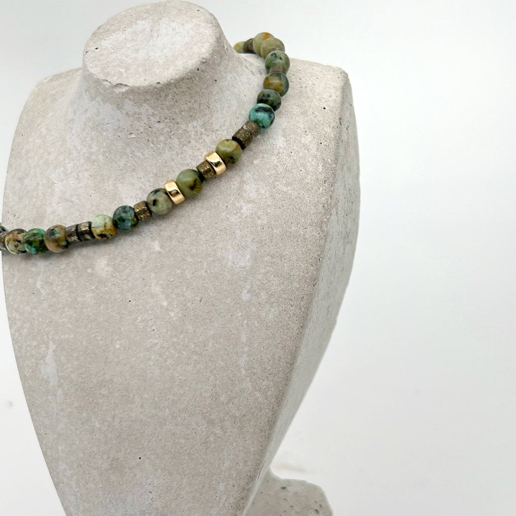 Pulsera Mujer Turquesa Oro Seda