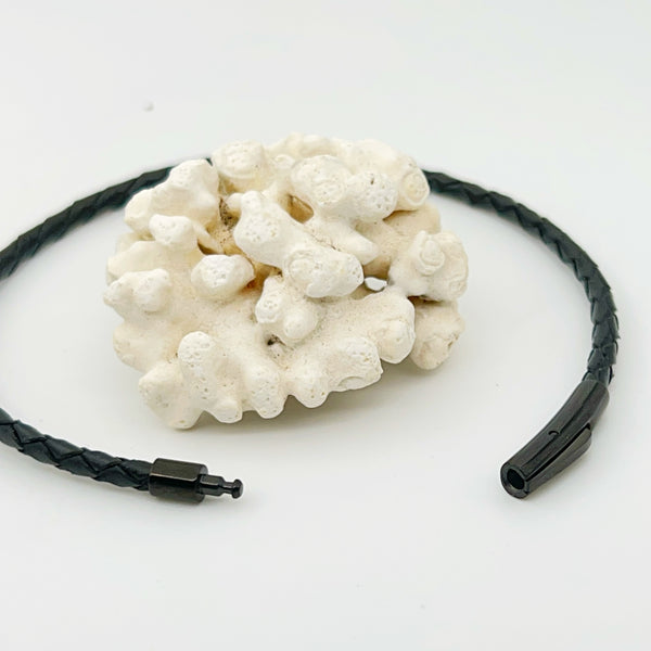 Pulsera Noche Cuero trenzado Negro Acero Inoxidable