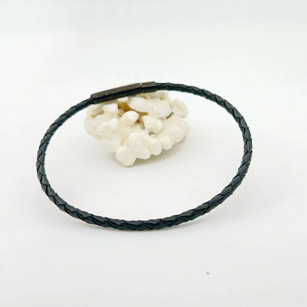 Pulsera Noche Cuero trenzado Negro Acero Inoxidable
